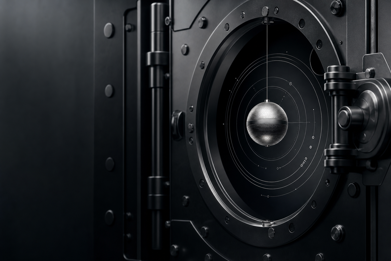 Precision vault mechanism with a governed silver data sphere